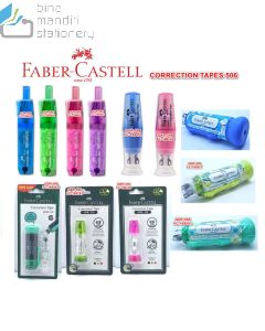 Contoh Tipex kertas pita koreksi Faber-Castell Correction Tape QAR 506 Barrel Green Box 12 (169463B12) merek Faber Castell