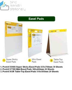 3M Post-it Lengkap murah barang Perlengkapan Kantor 3M Post-it Easel Pads 563R (Table-Top) - 559SS (Super Sticky) &ndash; 577SS (Mini Easel Pads) di toko alat tulis grosir Bina Mandiri stationery