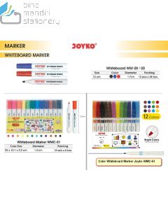 Spidol Papan Tulis Bisa di Hapus Erasable Joyko Color Whiteboard Marker WMC-51